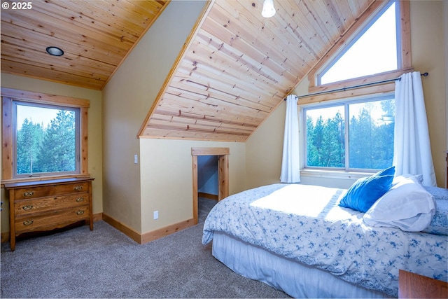 124323 Teatable Ct, Crescent Lake, OR 97733 - bedroom with lofted ceiling, wooden ceiling, and carpet floors