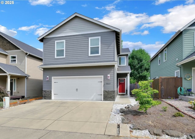 view of front property with a garage