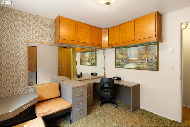 home office with carpet and baseboards