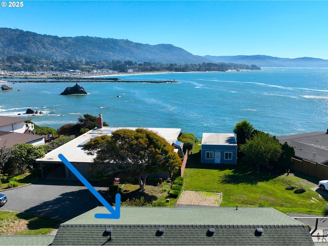 property view of water featuring a mountain view