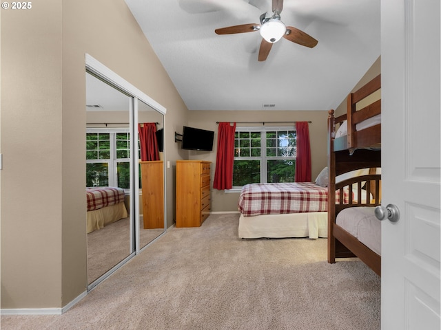 30605 E Camryn Way Unit D20, Government Camp, OR 97028 - bedroom featuring lofted ceiling, carpet, multiple windows, a closet, and baseboards