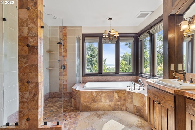 632 W T St, Washougal, WA 98671 - full bathroom with healthy amount of natural light, a bath, a tile shower, and vanity