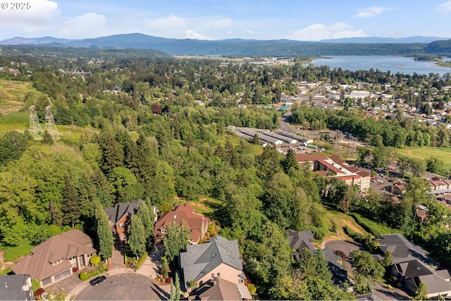 632 W T St, Washougal, WA 98671 - view of property location featuring a water and mountain view, a forest, and nearby suburban area