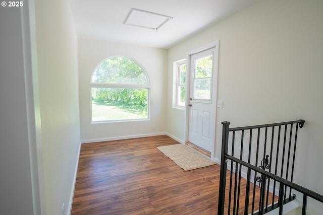 28788 Gimpl Hill Rd, Eugene, OR 97402 - foyer entrance with dark wood-style floors and baseboards