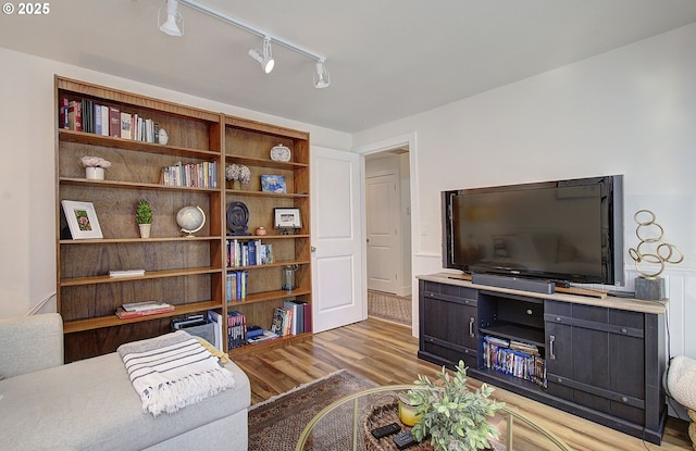 living area with light wood-style floors