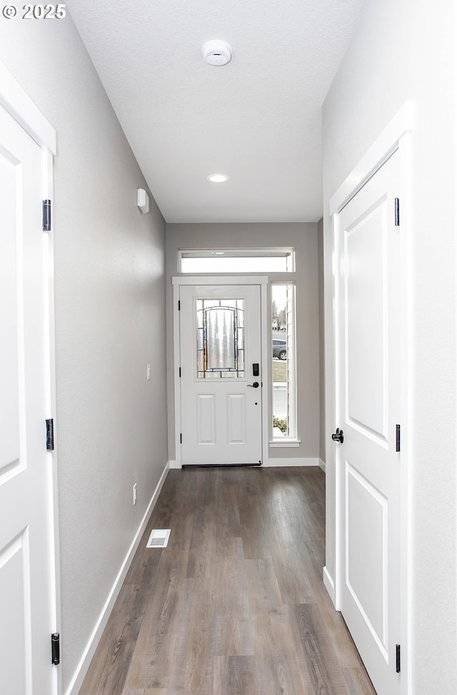 foyer entrance featuring wood-type flooring