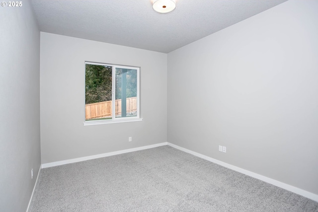 unfurnished room with carpet flooring and a textured ceiling