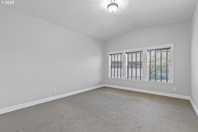 empty room with carpet and lofted ceiling