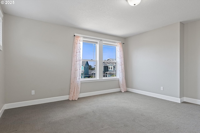 unfurnished room with carpet floors and a textured ceiling