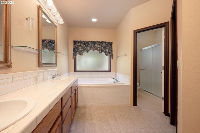 16402 SE Teal Ct, Damascus, OR 97089 - full bathroom featuring double vanity, a stall shower, and a garden tub