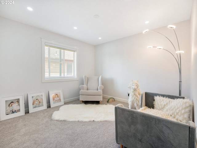 sitting room featuring carpet floors