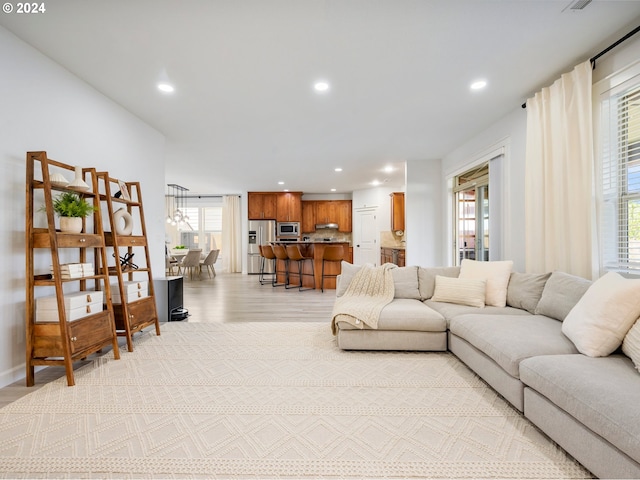 living room featuring light hardwood / wood-style flooring