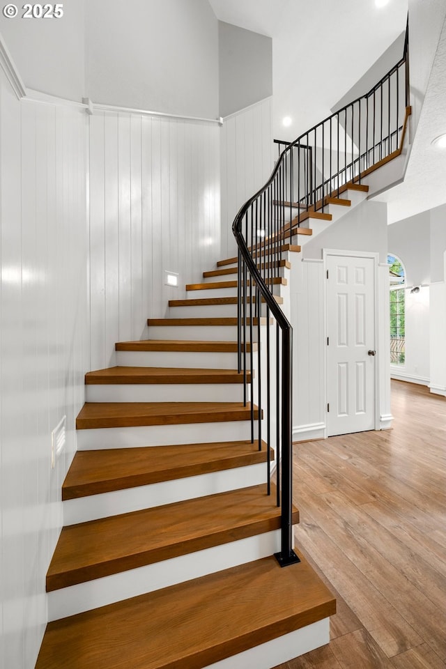 21424 SW 65th Ave, Tualatin, OR 97062 - stairs with wood finished floors and recessed lighting