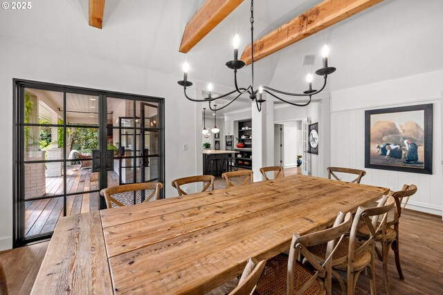 21424 SW 65th Ave, Tualatin, OR 97062 - dining space featuring a chandelier, wood-type flooring, and french doors