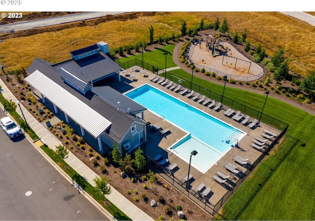 10107 NE 136th Ave, Vancouver, WA 98682 - aerial view of property and surrounding area with a pool area