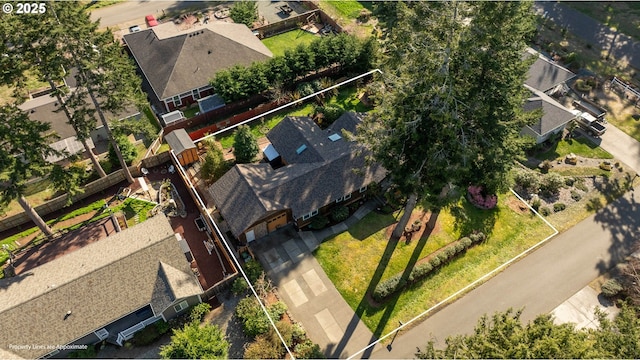drone / aerial view with a residential view