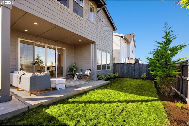 view of yard with a patio area and fence