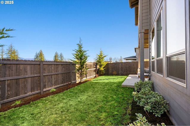 view of yard featuring a fenced backyard