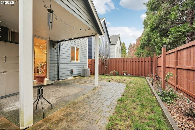 view of patio featuring central AC