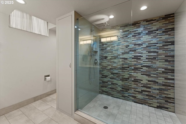 21047 NE Interlachen Ln, Fairview, OR 97024 - full bathroom with a shower stall, recessed lighting, and tile patterned flooring