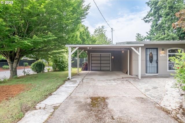 742 Shangri La Ave, Salem, OR 97303 - view of front of property featuring concrete driveway, a garage, a carport, and stucco siding