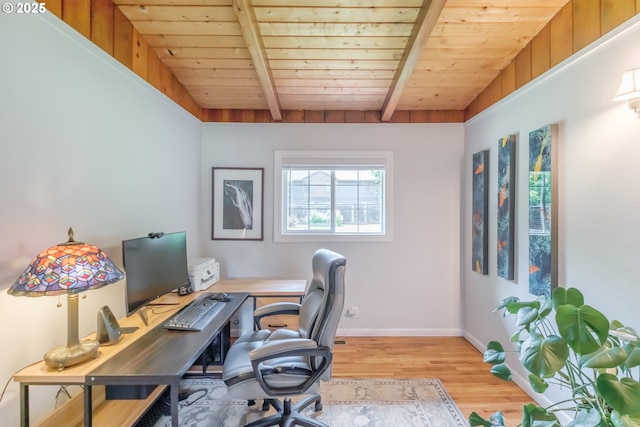742 Shangri La Ave, Salem, OR 97303 - office space with wood ceiling with exposed beams, light wood-style floors, and baseboards