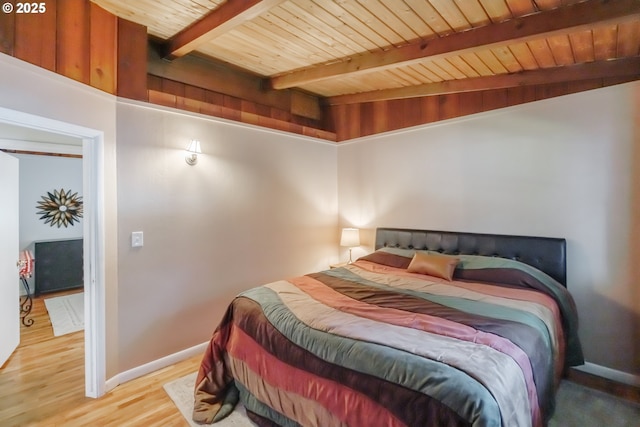 742 Shangri La Ave, Salem, OR 97303 - bedroom featuring wooden ceiling with exposed beams, wood finished floors, and baseboards