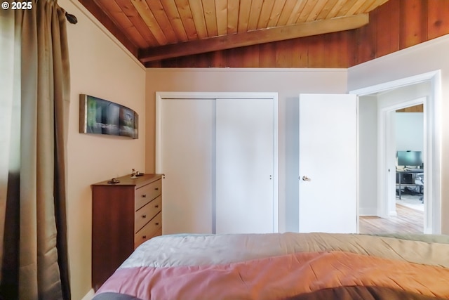 742 Shangri La Ave, Salem, OR 97303 - bedroom with wooden ceiling with exposed beams and a closet