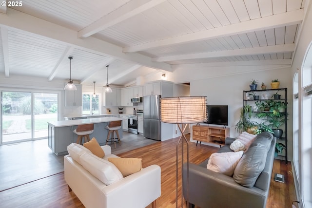 742 Shangri La Ave, Salem, OR 97303 - living area with light wood finished floors and wooden ceiling
