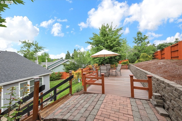 1565 Fairview Pl, Cottage Grove, OR 97424 - wooden terrace featuring outdoor dining area