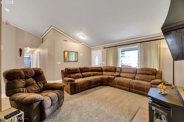 1565 Fairview Pl, Cottage Grove, OR 97424 - carpeted living area with lofted ceiling and baseboards