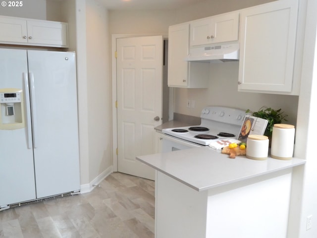 13190 SW Hidden Creek Pl, Portland, OR 97223 - kitchen featuring white appliances, under cabinet range hood, and white cabinets