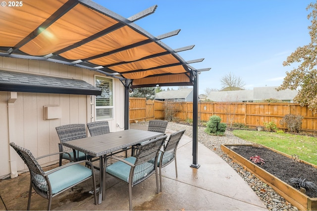 view of patio / terrace featuring a pergola