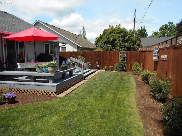 4471 Spring Meadow Ave, Eugene, OR 97404 - view of yard featuring a wooden deck