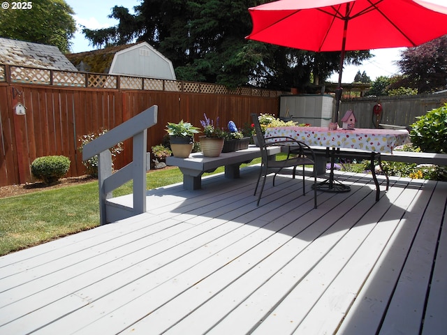 4471 Spring Meadow Ave, Eugene, OR 97404 - wooden deck featuring a fenced backyard and outdoor dining area