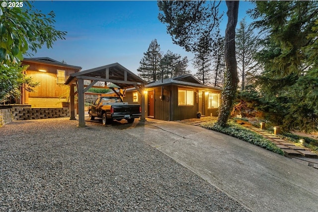 exterior space featuring a carport