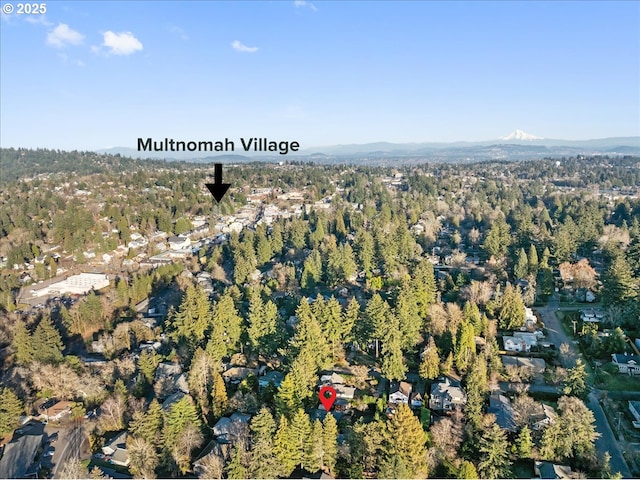 bird's eye view with a mountain view