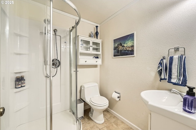 2433 NE Saratoga St, Portland, OR 97211 - full bath featuring tile patterned flooring, a shower stall, and toilet