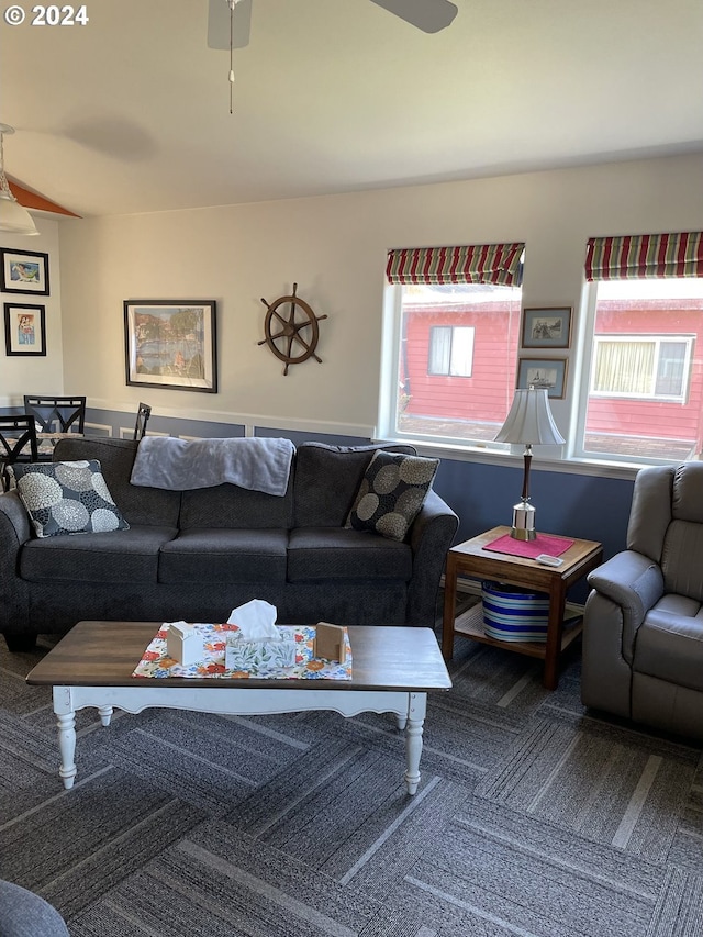 living room with carpet floors