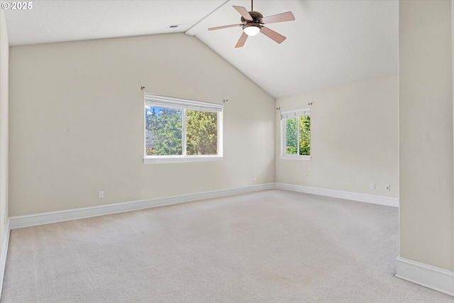 11168 SW Brown St, Tualatin, OR 97062 - carpeted empty room featuring ceiling fan, vaulted ceiling, and baseboards