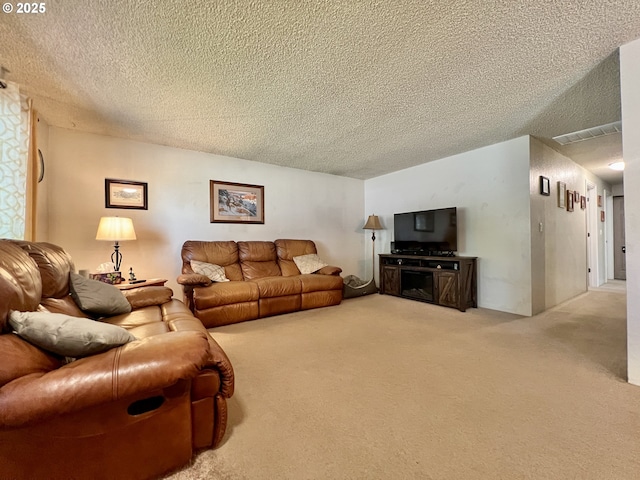 160 Heather Dr, Stanfield, OR 97875 - carpeted living room featuring a textured ceiling