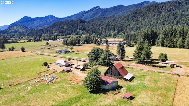 aerial view with a rural view and a mountain view