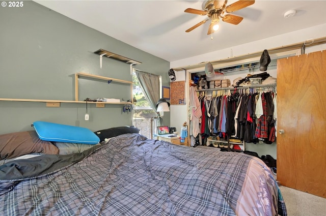 1224 Coal Creek Rd, Longview, WA 98632 - carpeted bedroom featuring a closet and a ceiling fan
