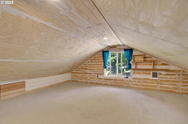 1224 Coal Creek Rd, Longview, WA 98632 - bonus room featuring lofted ceiling, carpet floors, and wood walls