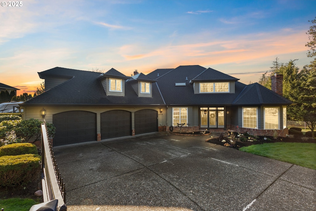 view of front of home with a garage