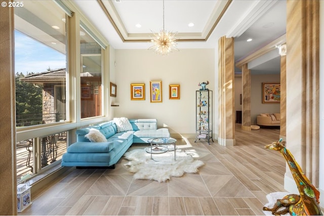 25003 NW 4th Ct, Ridgefield, WA 98642 - living room featuring a chandelier, recessed lighting, and baseboards