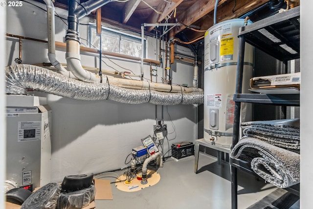 utility room featuring water heater