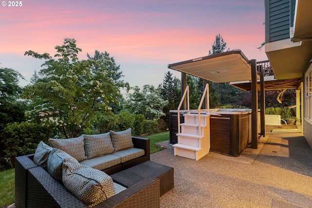 19375 SW Eastside Rd, Lake Oswego, OR 97034 - view of patio / terrace with an outdoor hangout area and a hot tub