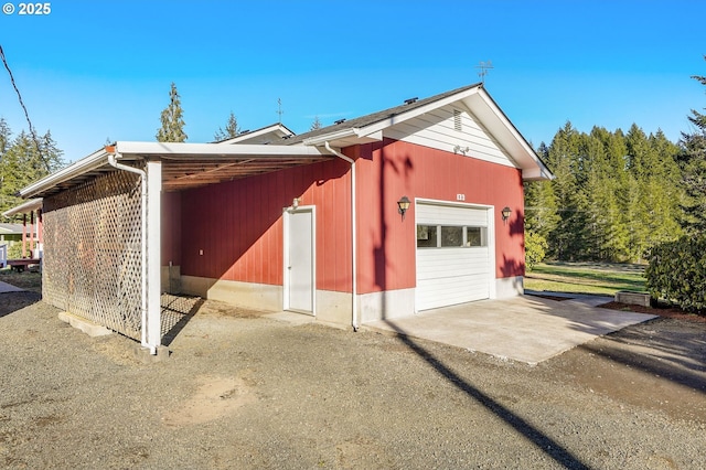 view of garage