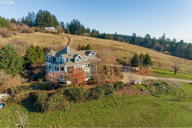 drone / aerial view with a rural view